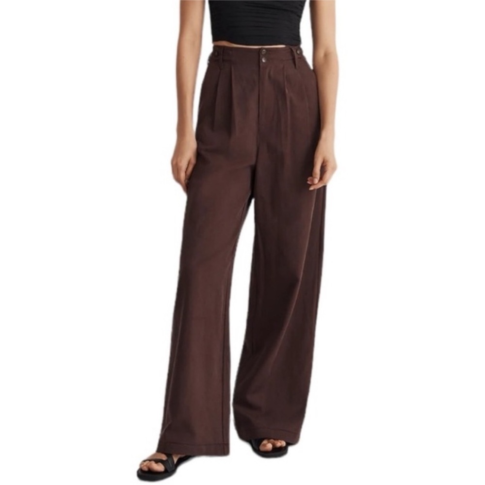 Madewell Wide Leg Pants in Chocolate Brown